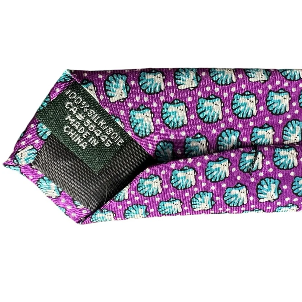 J.Crew 100% Silk Purple‎ Blue Sea Shells Tie